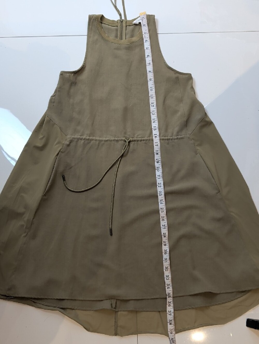 Lululemon Mesh Overlay High Neck Dress - Bronze Green - Size 6 EUC - Picture 10 of 16